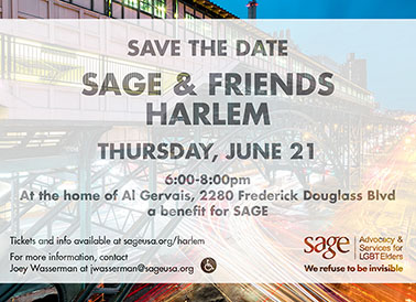 Invite for SAGE & Friends Harlem event 2018