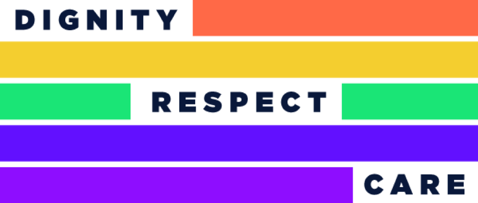 Dignity, respect, care flag