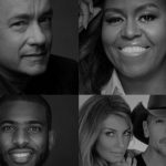 Black and white pictures of celebrities on National Register to Vote Day