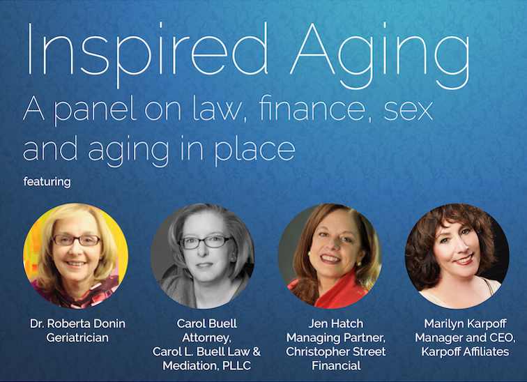 Flyer with four photos for SAGE's inspired aging panel