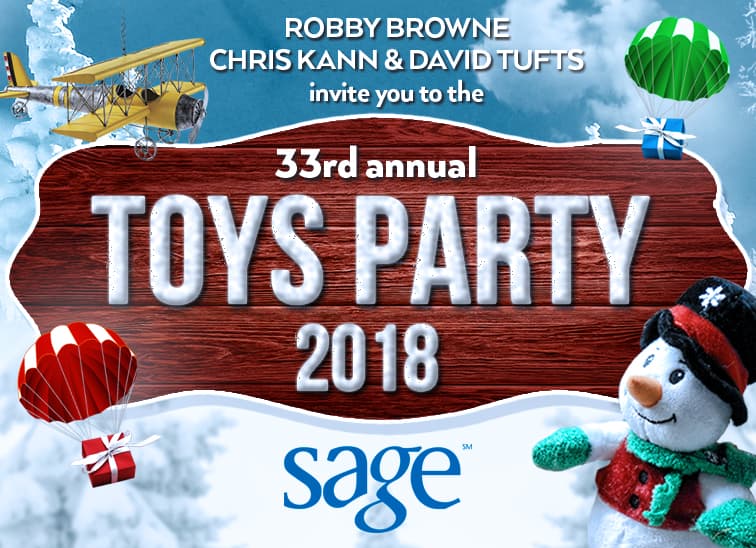 Invitation for SAGE's Toys Party fundraiser