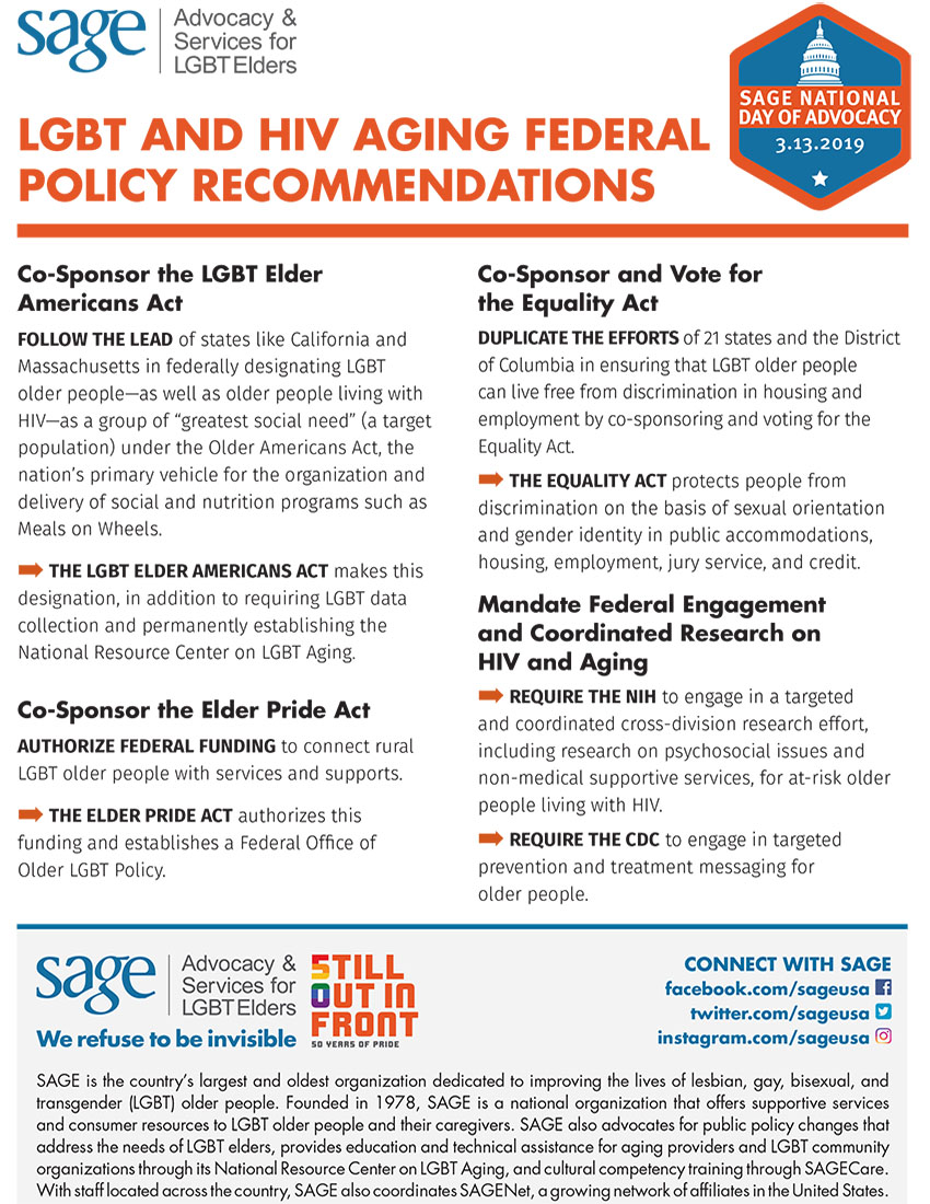 LGBTQ+ and HIV Aging Federal Policy Recommendations