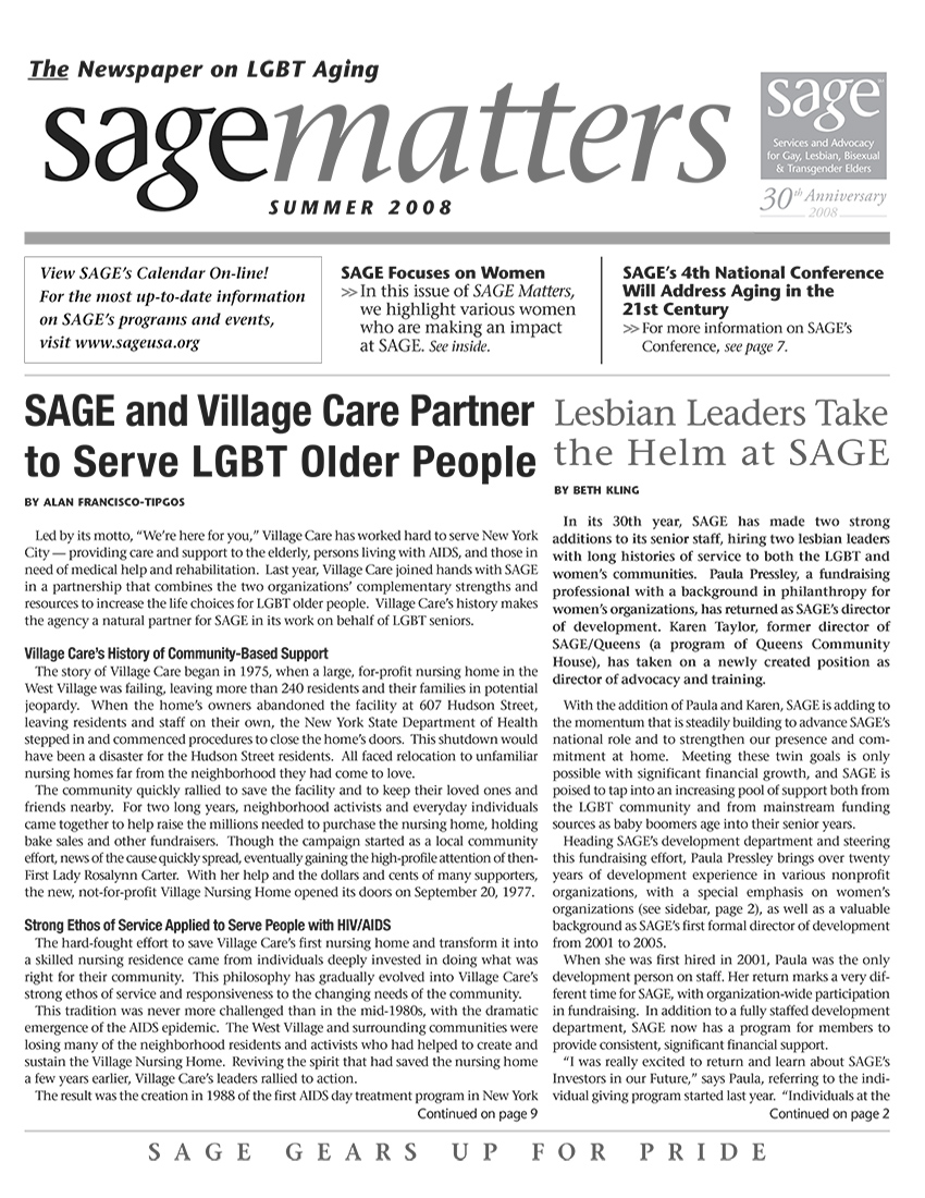 SAGEMatters: Summer 2008