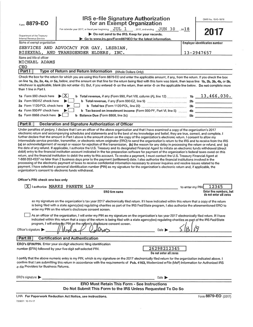 SAGE: 2018 Form 990