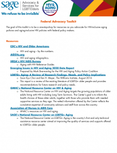 HIV and Aging Policy Action Coalition (HAPAC) Federal Advocacy Toolkit