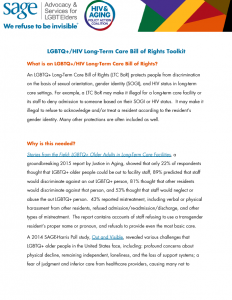 LGBTQ+/HIV Long-Term Care Bill of Rights Toolkit