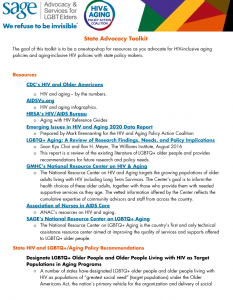 HIV and Aging Policy Action Coalition (HAPAC) State Advocacy Toolkit