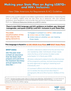 Making your State Plan on Aging LGBTQ+ and HIV+ Inclusive: New Older Americans Act Requirements & ACL Guidelines for SUAs