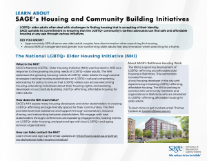 An Overview of SAGE’s National Housing and Community Building Initiatives