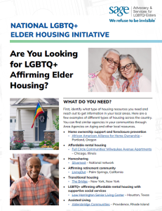 Are you Looking for LGBTQ+ Affirming Elder Housing? A One Page Resource