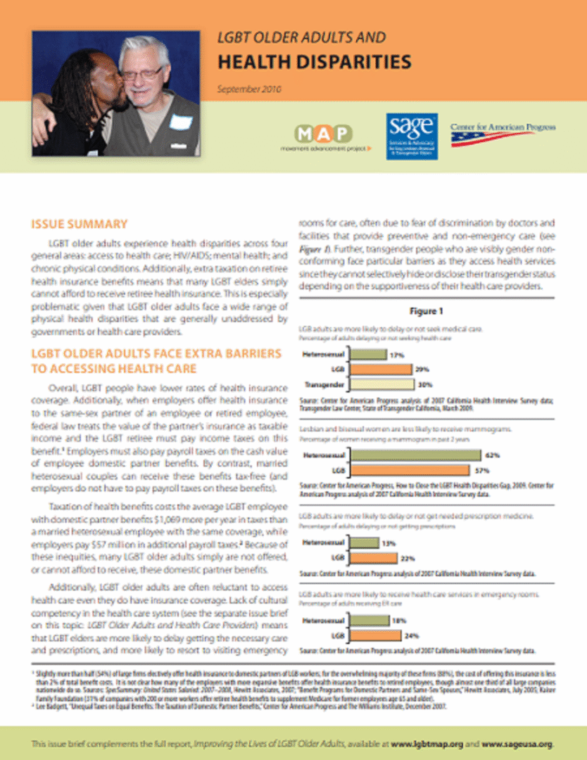 LGBT Older Adults and Health Disparities - SAGE